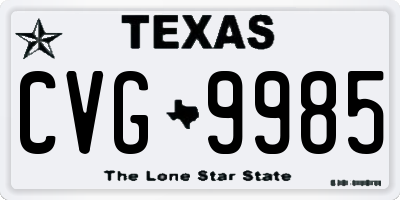 TX license plate CVG9985