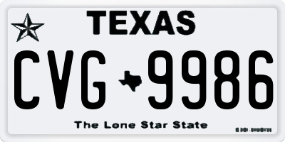 TX license plate CVG9986