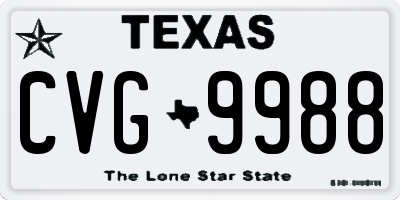 TX license plate CVG9988