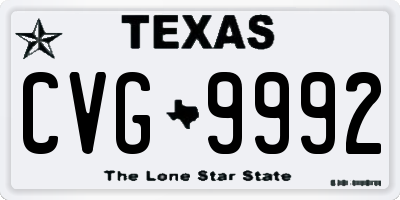 TX license plate CVG9992