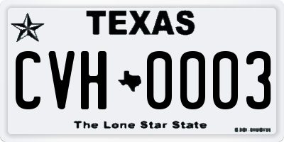 TX license plate CVH0003