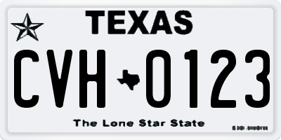 TX license plate CVH0123