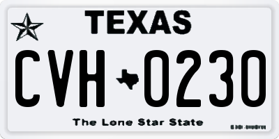 TX license plate CVH0230