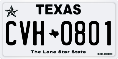 TX license plate CVH0801