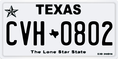 TX license plate CVH0802