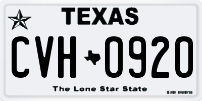 TX license plate CVH0920