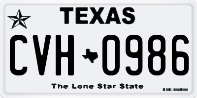 TX license plate CVH0986