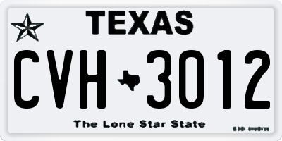 TX license plate CVH3012