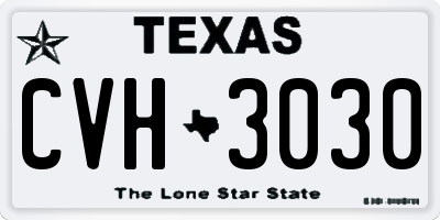 TX license plate CVH3030