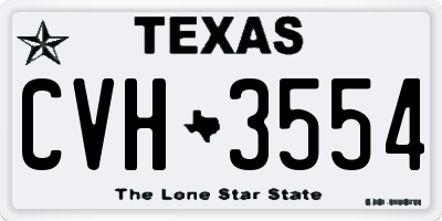 TX license plate CVH3554