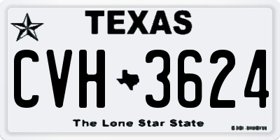 TX license plate CVH3624