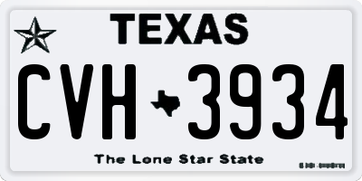 TX license plate CVH3934