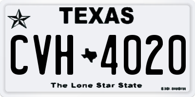 TX license plate CVH4020