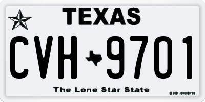 TX license plate CVH9701