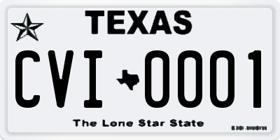 TX license plate CVI0001