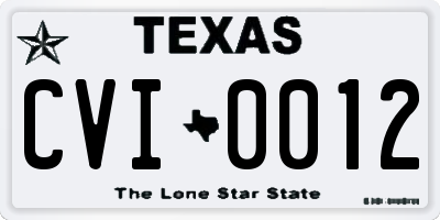 TX license plate CVI0012