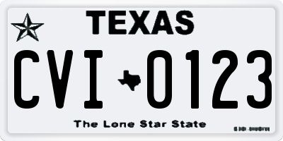 TX license plate CVI0123