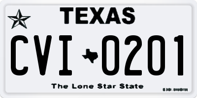 TX license plate CVI0201