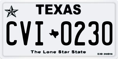 TX license plate CVI0230