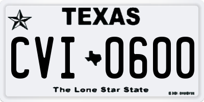 TX license plate CVI0600