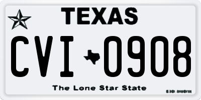 TX license plate CVI0908