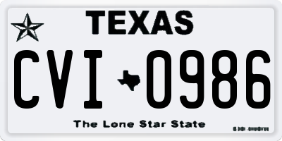TX license plate CVI0986