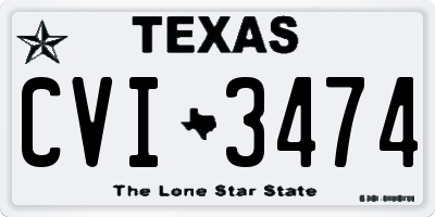 TX license plate CVI3474