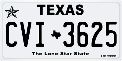 TX license plate CVI3625