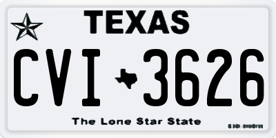TX license plate CVI3626