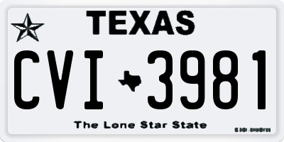 TX license plate CVI3981