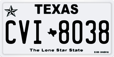 TX license plate CVI8038