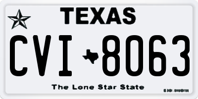 TX license plate CVI8063