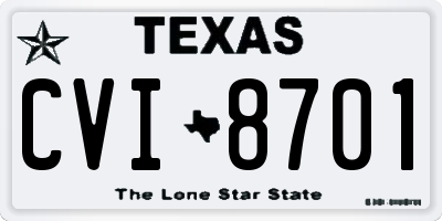 TX license plate CVI8701