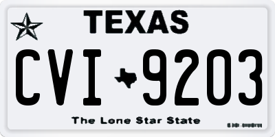 TX license plate CVI9203