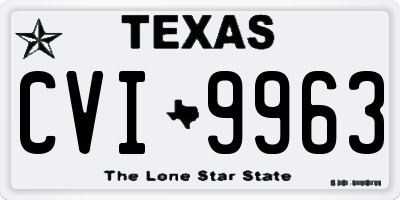 TX license plate CVI9963