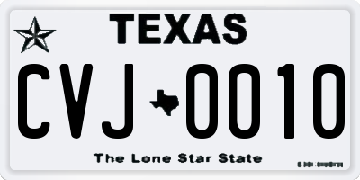 TX license plate CVJ0010