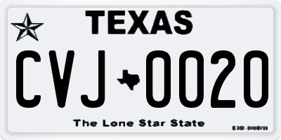 TX license plate CVJ0020