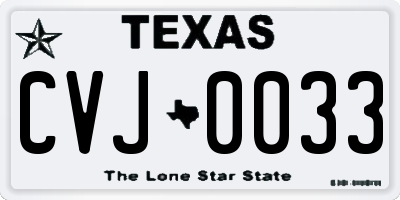 TX license plate CVJ0033