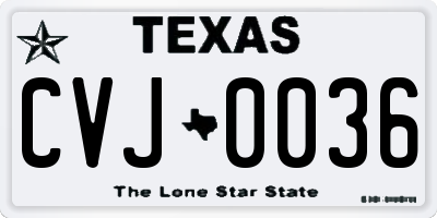 TX license plate CVJ0036