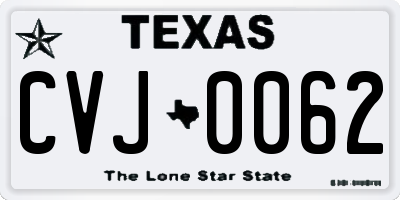 TX license plate CVJ0062