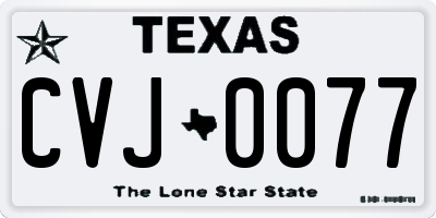 TX license plate CVJ0077