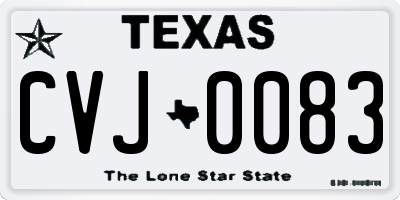 TX license plate CVJ0083