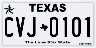 TX license plate CVJ0101