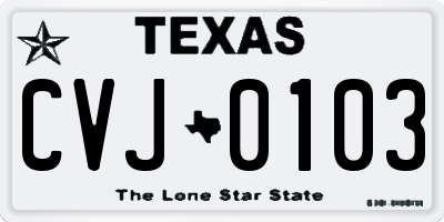 TX license plate CVJ0103