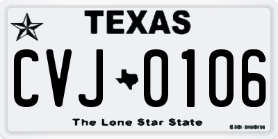 TX license plate CVJ0106