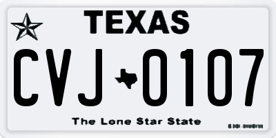 TX license plate CVJ0107