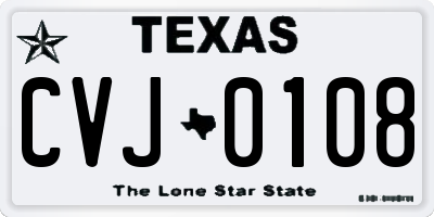 TX license plate CVJ0108