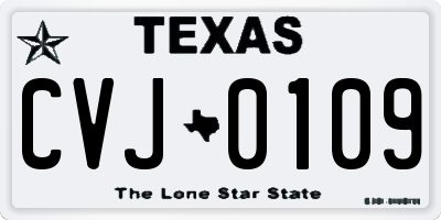 TX license plate CVJ0109