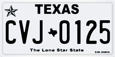TX license plate CVJ0125