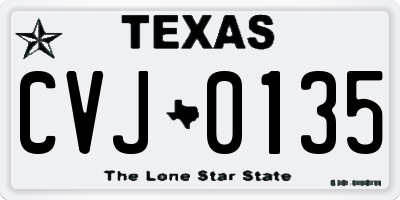 TX license plate CVJ0135